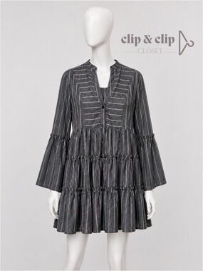 Women’s Striped Tiered Mini Dress Long Sleeve Flowy Ruffle Boho Style